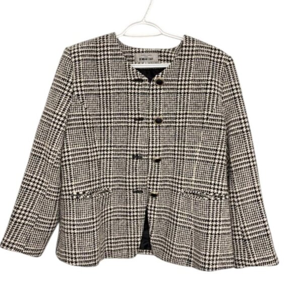 Remian Staff black and cream houndstooth peplum jacket size 11AR - Picture 2 of 7